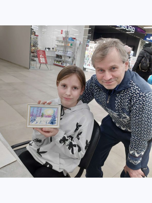 МК "Зимняя сказка". Холст 15*20 см.