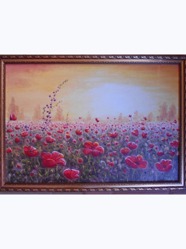 МК "Маки на рассвете". Холст 30*40 см.