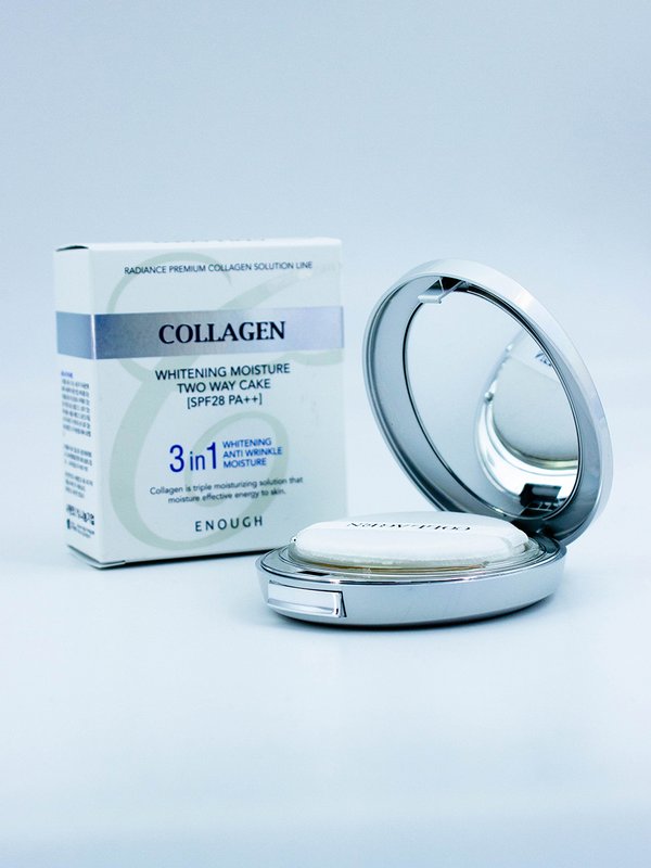 ENOUGH - ПУДРА ДЛЯ ЛИЦА УВЛАЖНЯЮЩАЯ С КОЛЛАГЕНОМ СО СМЕННЫМ БЛОКОМ COLLAGEN HYDRO MOISTURE 3 В 1 SPF