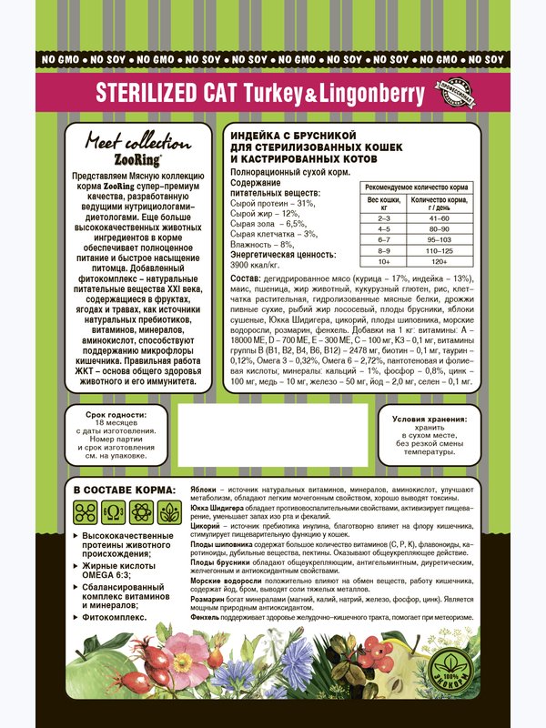 STERILIZED CAT TURKEY&LINGONBERRY Индейка с брусникой