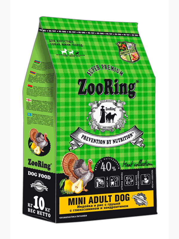 Mini Adult Dog Индейка и рис с грушей с глюкозамином и хондроитином от  700 гр
