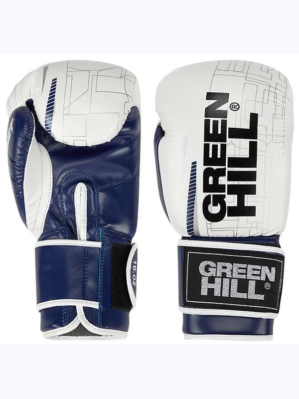 Боксерские перчатки Green Hill COMET (бело-синие) 12 OZ