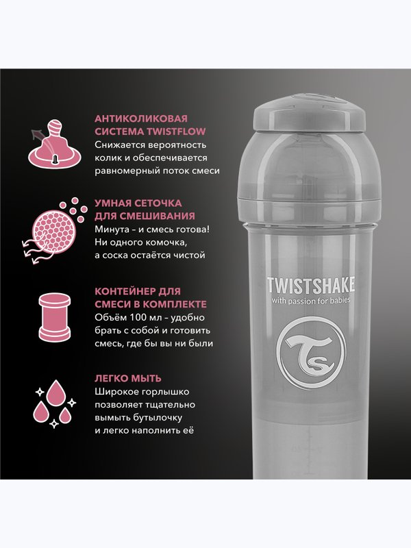 Антиколиковая бутылочка для кормления Twistshake (260 мл)