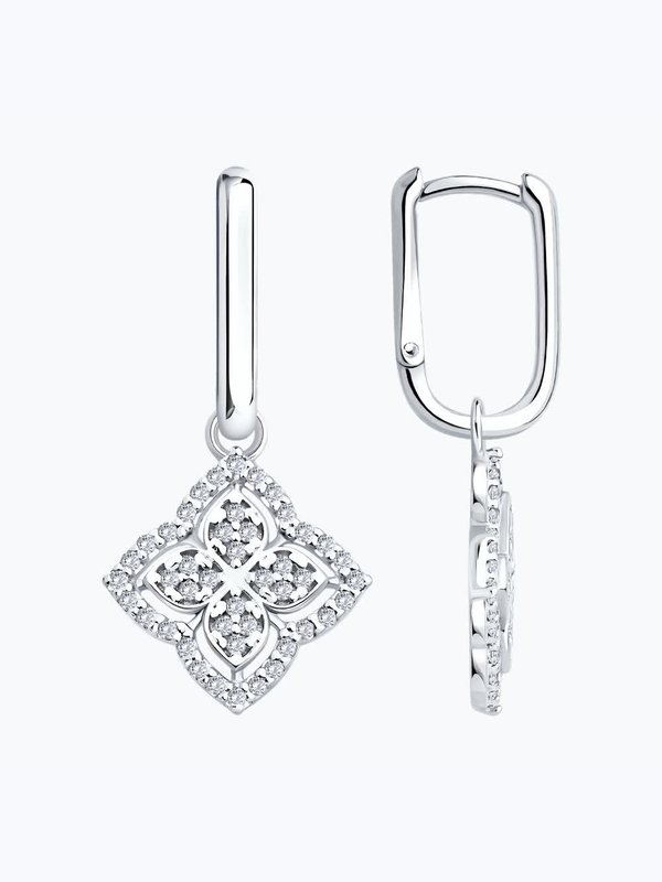Серьги из серебра с фианитами