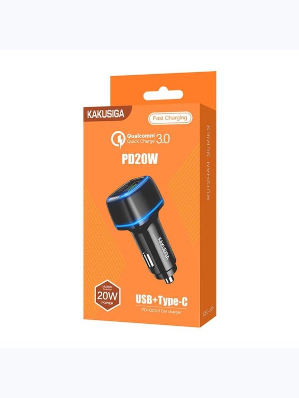 Автомобильная зарядка Kakusiga KSC-539 PD20W+QC3.0 3А черное