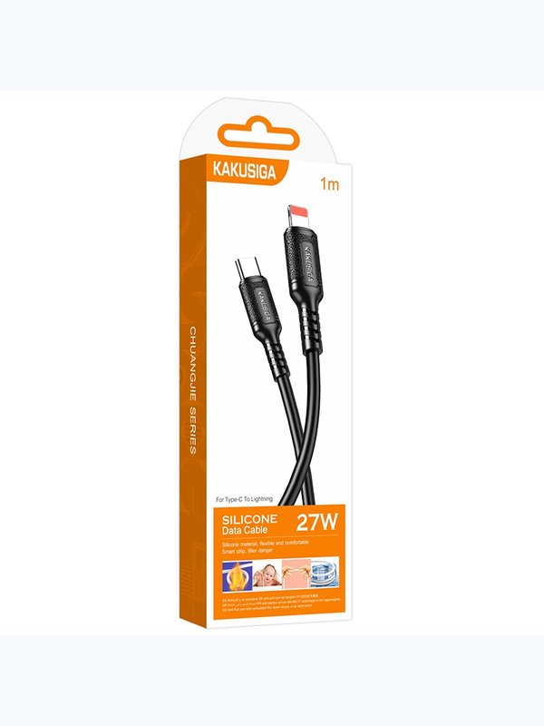 Кабель Kakusiga KSC-984 Type-C / Lightning 3А 27W силиконовый черный 1 м