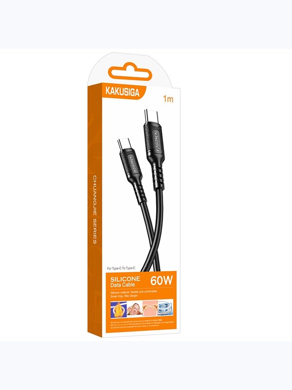 Кабель Kakusiga KSC-984 Type-C / Type-C 3А 60W силиконовый черный 1 м