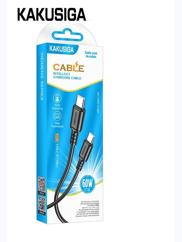 Кабель Kakusiga KSC-982 Type-C / Type-C 3А 60W черный 1 м