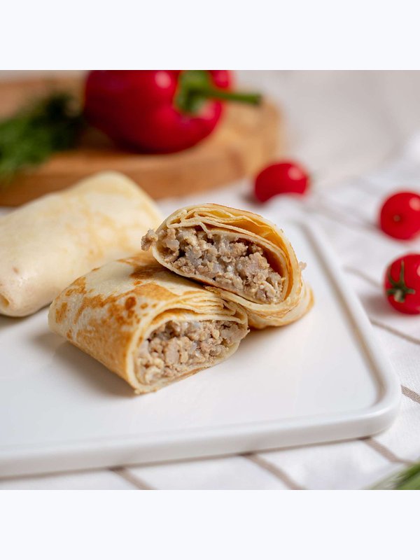Блины фаршированные (мясо + рис)