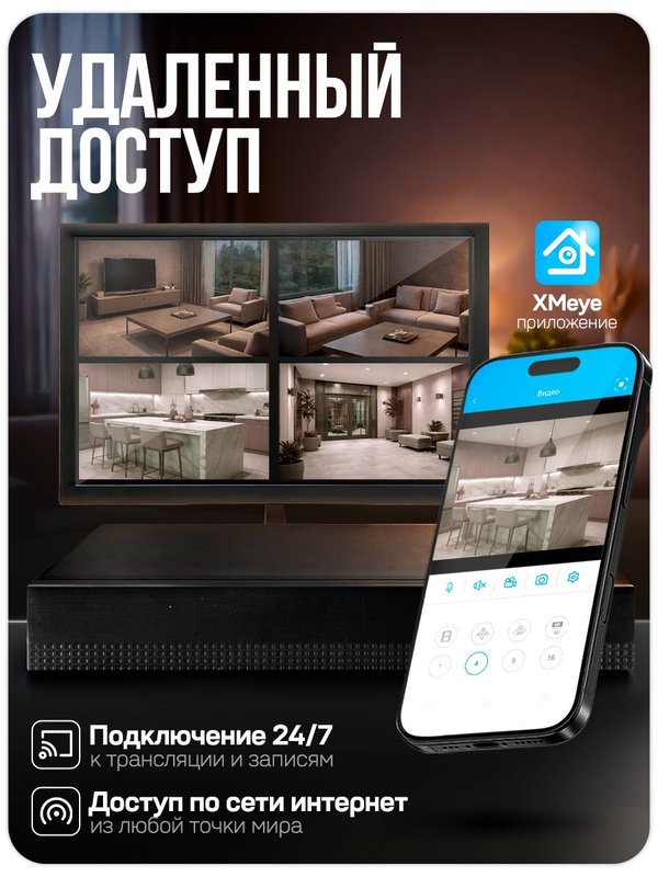 Комплект видеонаблюдения IP 2Мп Ps-Link KIT-B216IP-POE 8 камер для помещения 8 камер для улицы / удаленный доступ / POE питание / без записи звука