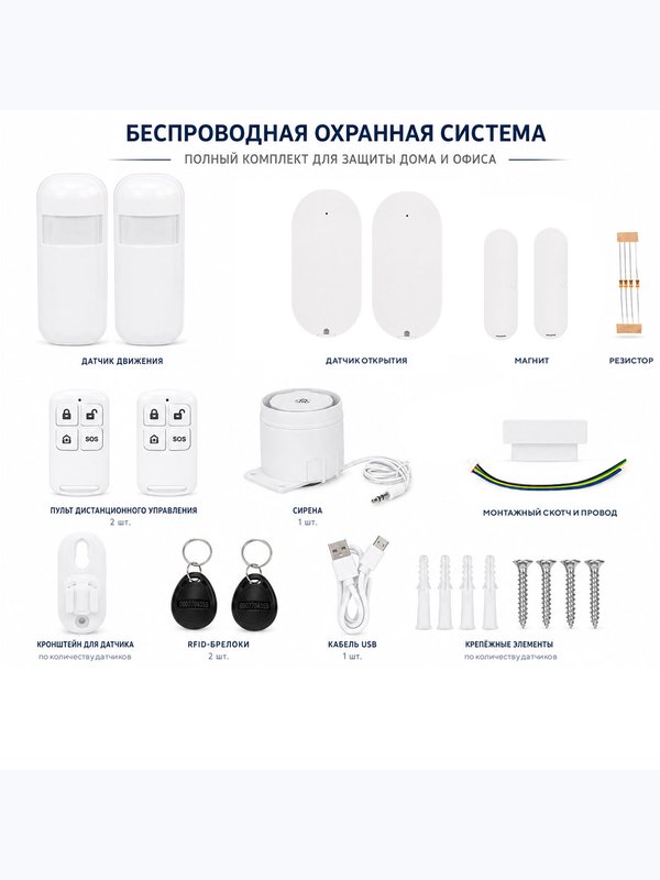 Комплект охранной GSM/WIFI сигнализации Ps-Link KIT-WG107-4G-4