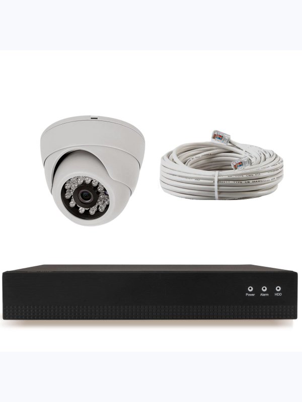 Комплект IP видеонаблюдения для ПВЗ c 1 купольной камерой 5Мп Ps-Link KIT-A501IP-YE / Питание POE / Запись звука / Приложение IPEYE