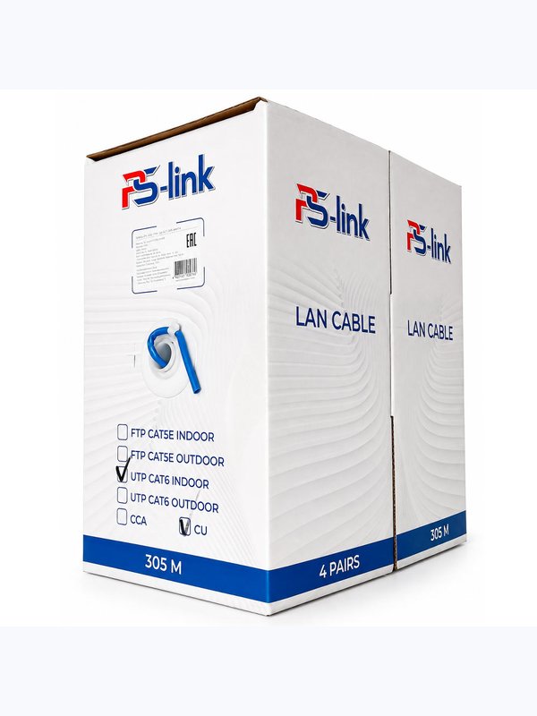 Кабель витая пара UTP4 cat.6 CU 10 метров Ps-Link UTP-CAT6-CU10
