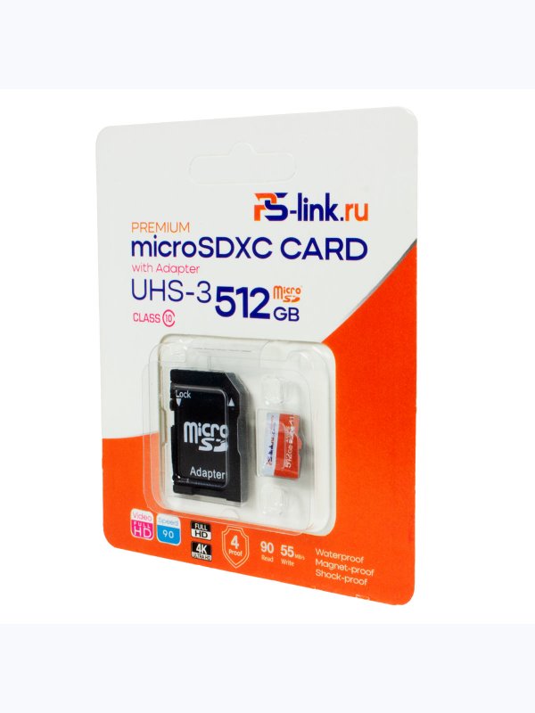 Карта памяти microSDXC 512ГБ Ps-Link VP-512G