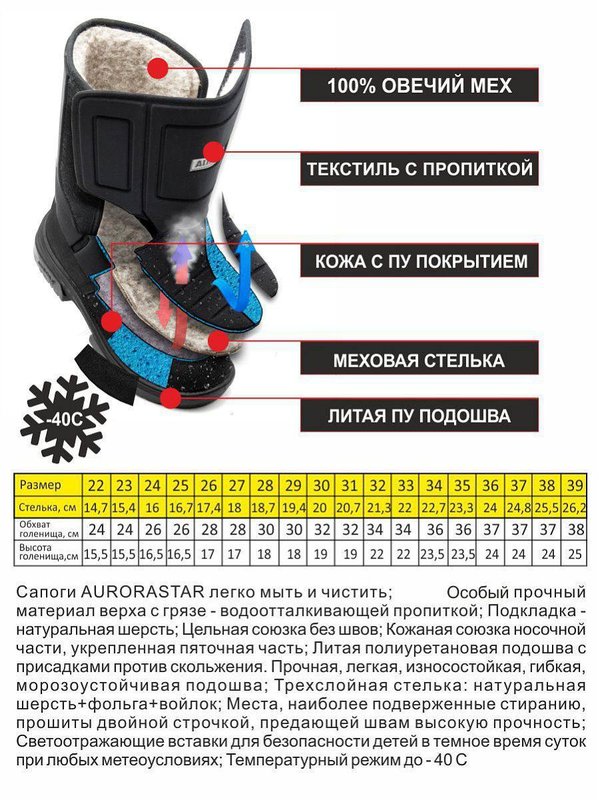 💥ЗИМНИЕ САПОГИ AURORASTAR до -40C💥