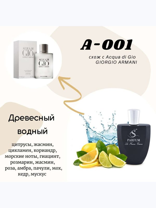 A1 men схож с ACQUA DI GIO GIORGIO ARMANI