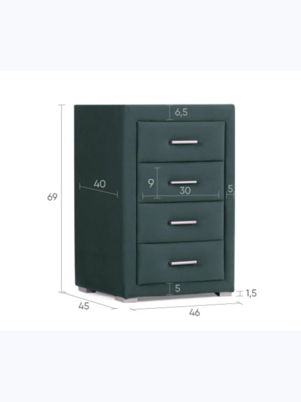 Тумбочка Richmond (Ричмонд) со стеклом Тк. Sky Velvet 42 ручка хром