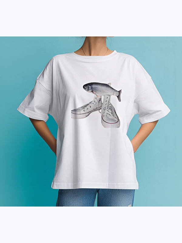 Футболка y2k с принтом  fish in sneakers
