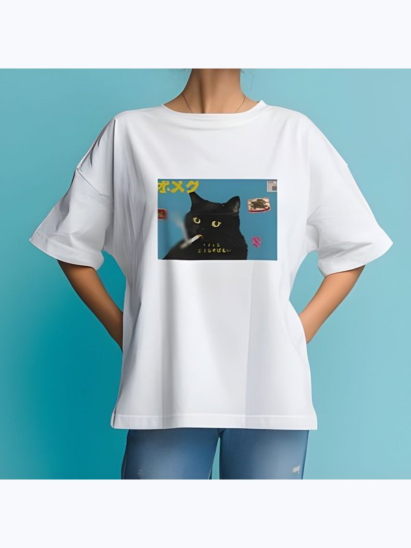 Футболка y2k с притом Smoking Cat