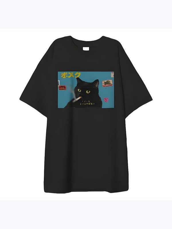 Футболка y2k с притом Smoking Cat