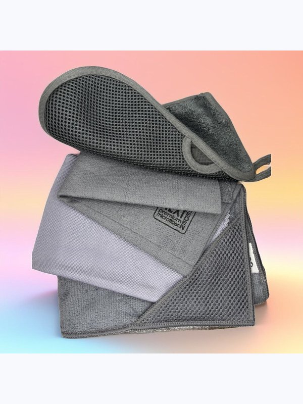 Автонабор "Люкс" в сумочке  (автополотенце, автостекло, варежка-соты, резиновая)