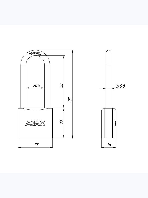 Замок навесной PD-01-L 3 key англ. (Аякс)