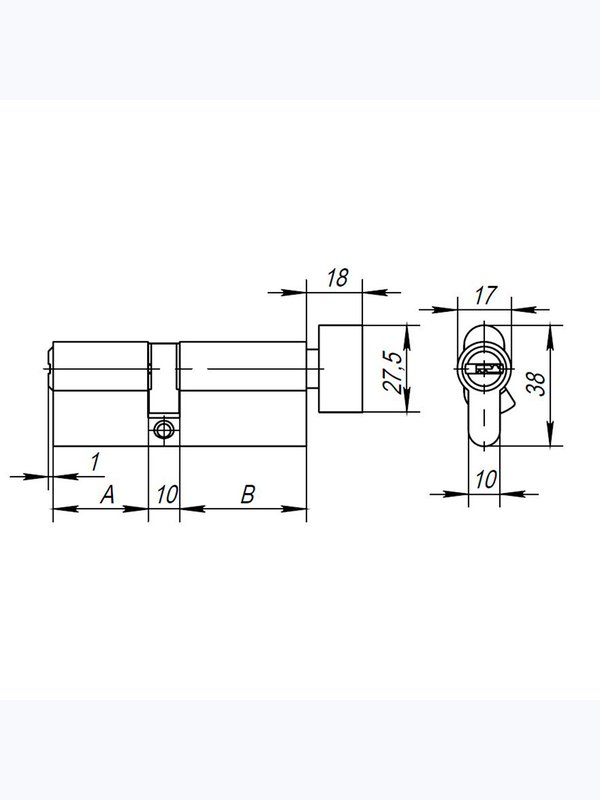 Цилиндровый механизм (AX202/100) AX2002Knob100 (40+10+50) CP хром с вертушкой (Аякс)