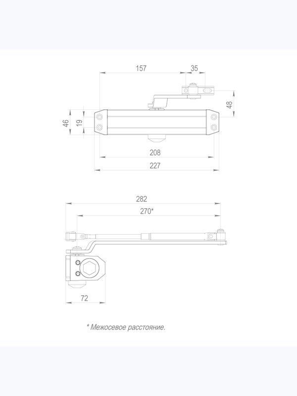 Доводчик дверной DC20-5 BR до 120 кг (коричневый) (Фуаро)