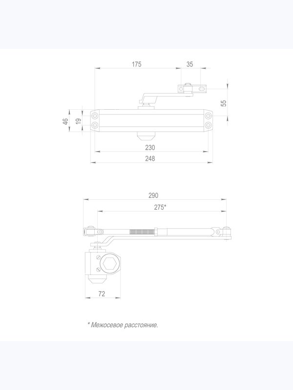 Доводчик дверной DC20-6W BR до 160 кг (коричневый) (Фуаро)