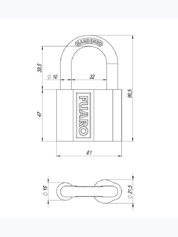 Замок навесной PL-PROTEC-4061 3key англ. (Фуаро)