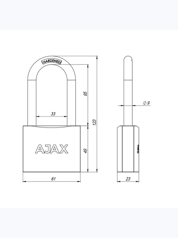 Замок навесной PD-01-L 3 key англ. (Аякс)