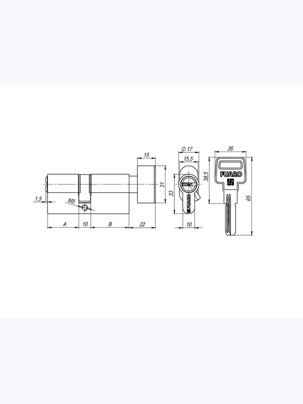 Цилиндровый механизм (R602/90) R6002Knob90(35+10+45) CP хром 5Key с вертушкой (Фуаро)