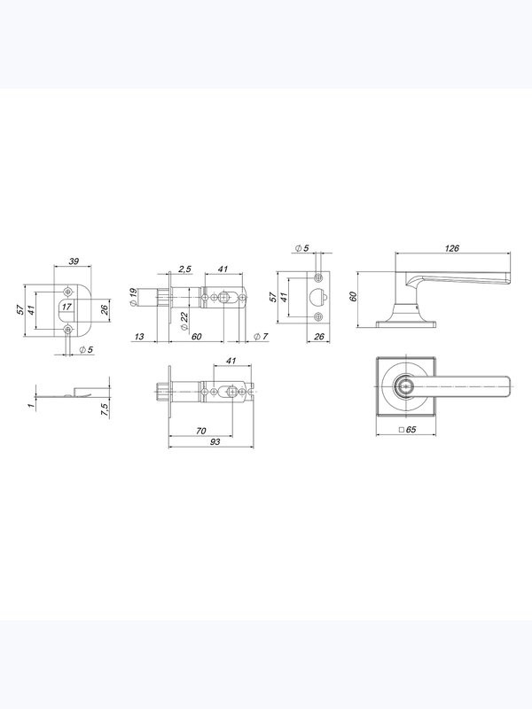 Ручка защелка DK710/BL черный (Пунто)