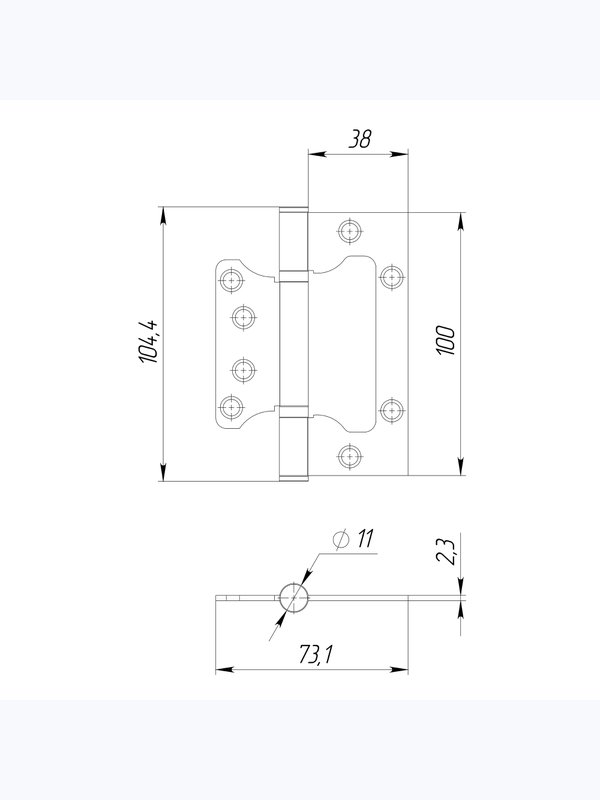 Петля универсальная без врезки IN4000W (100x2,3) (Аякс) (1 шт.)
