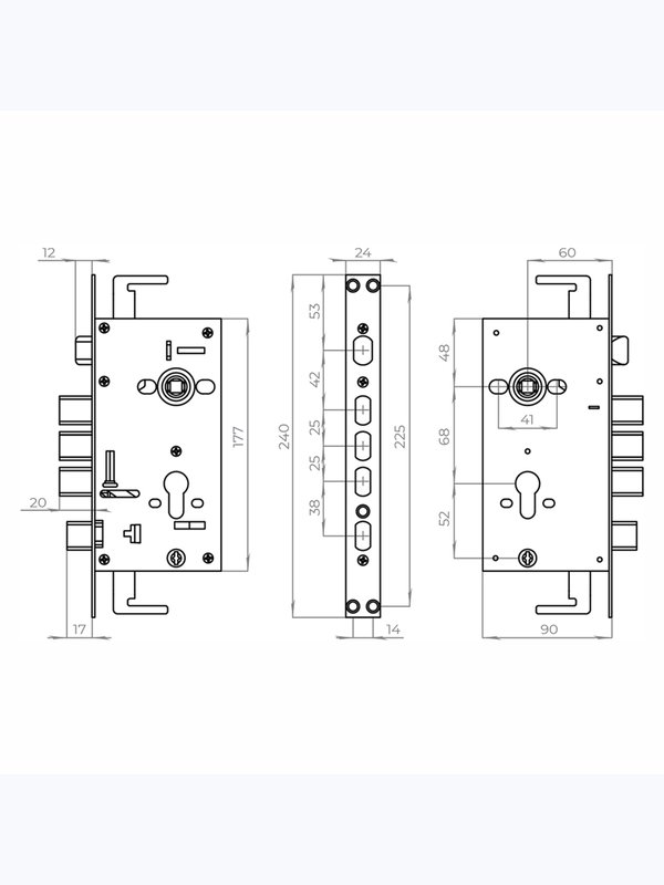 Корпус врезного замка без ц/механизма CH-09CT (Аякс)
