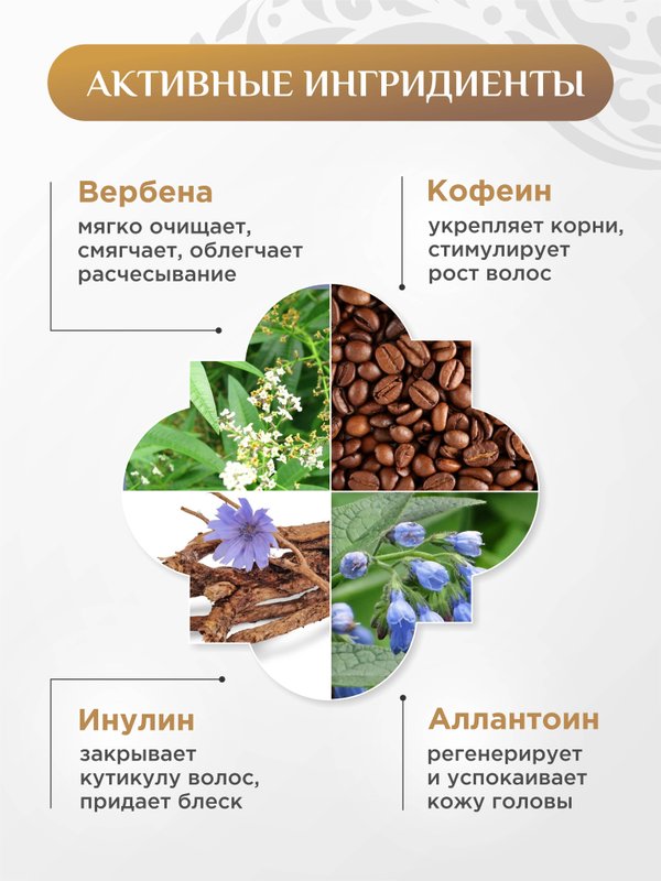 Шампунь для волос Натуральный Масло лимонной вербены Для роста и объема 250мл