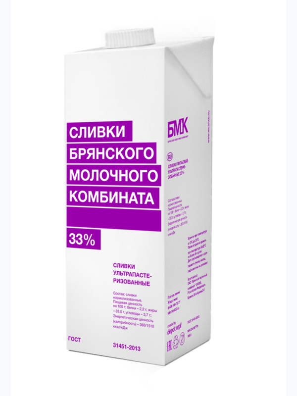 Сливки 33% БМК