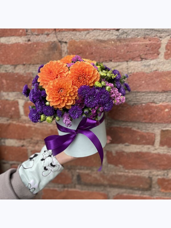 A box of orange dahlias