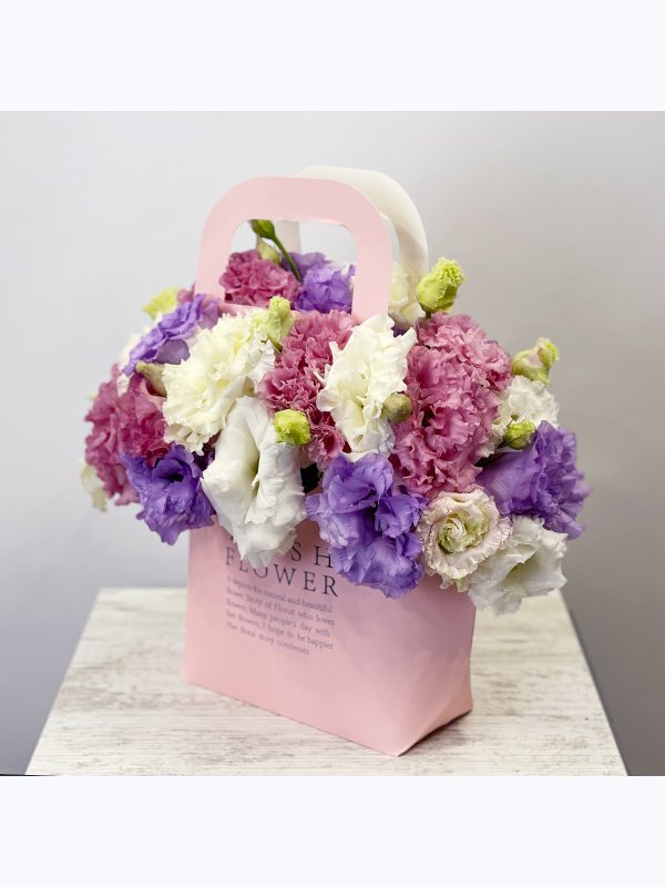 Eustoma in a handbag