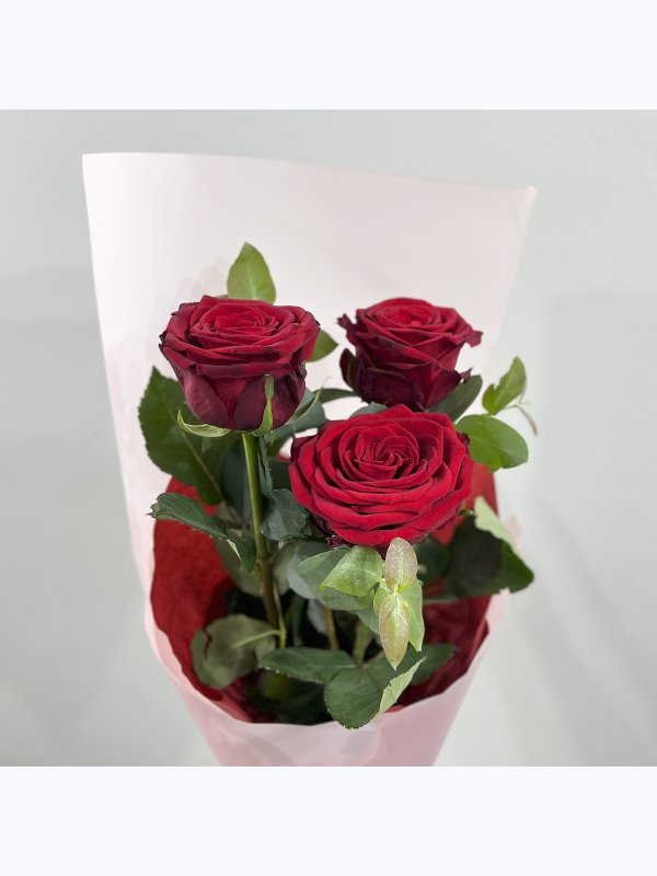 3 red roses