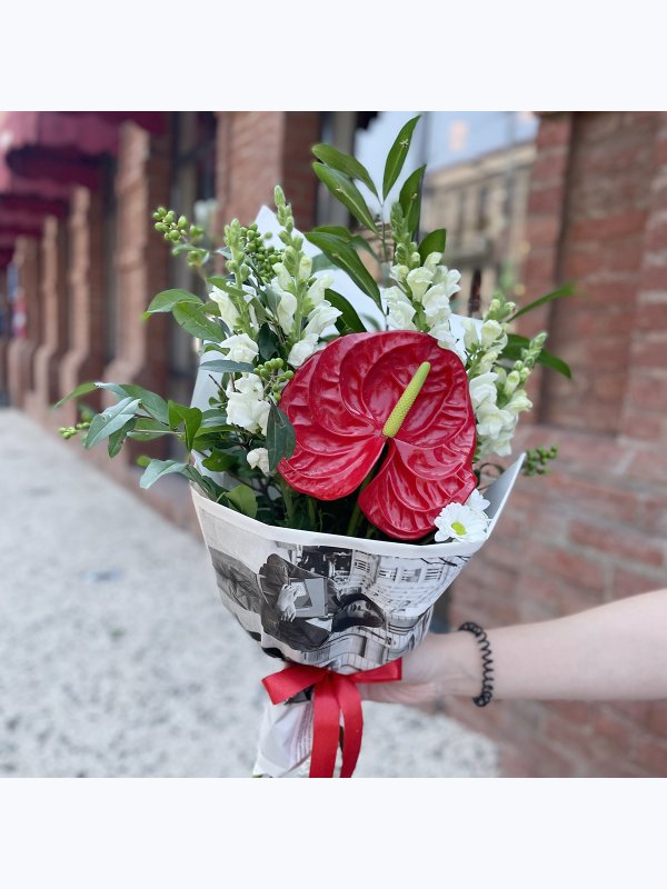 A bouquet of red anthurium