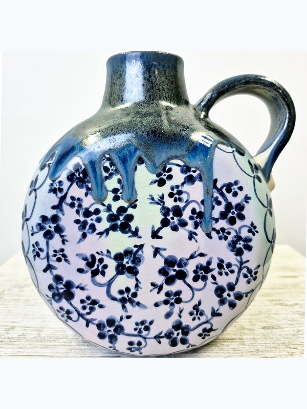 Handmade ceramic vase with painting