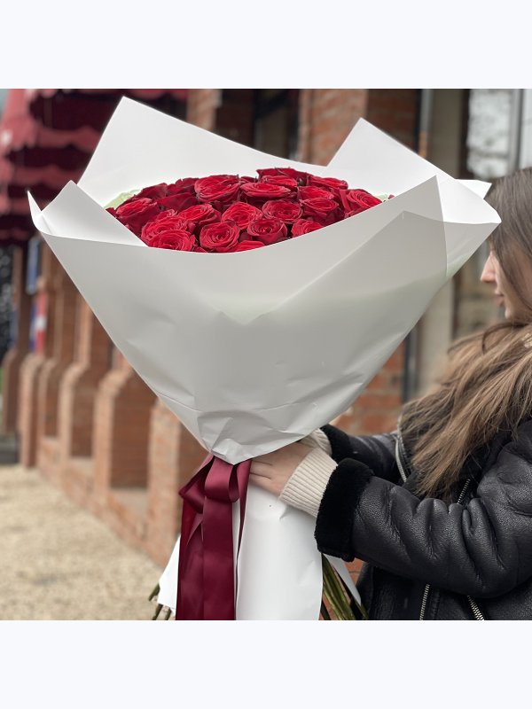 Bouquet of fifty one maroon  roses