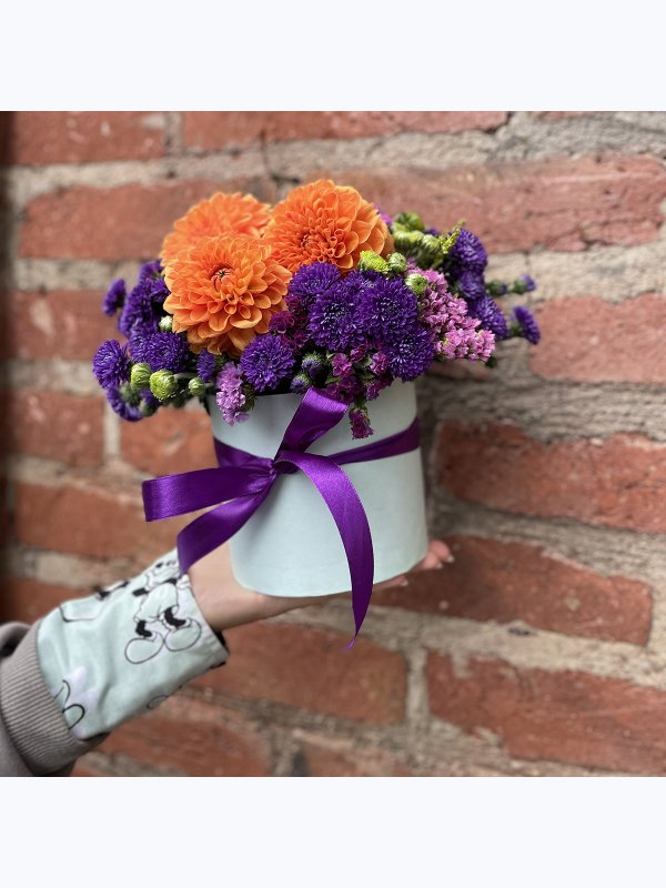 A box of orange dahlias