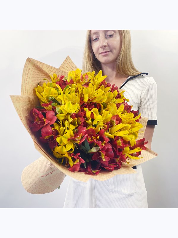 Red and yellow alstroemeria
