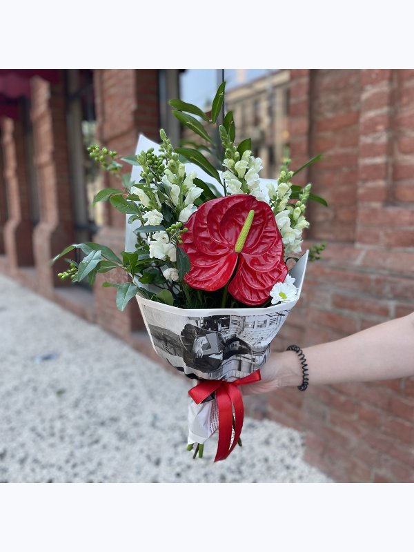 A bouquet of red anthurium