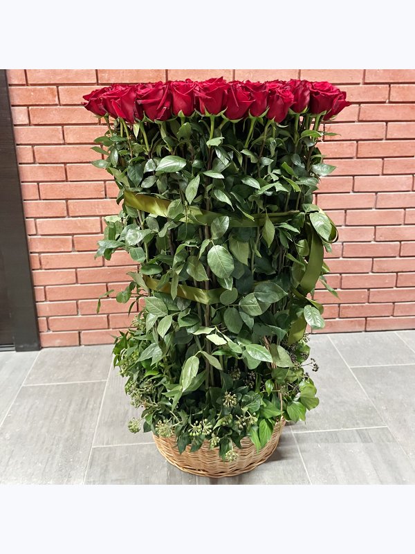 101 roses in a basket