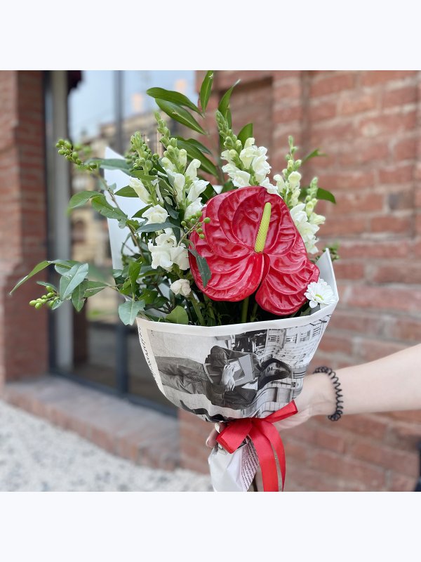 A bouquet of red anthurium