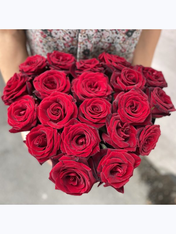 18 Red Roses in a black box