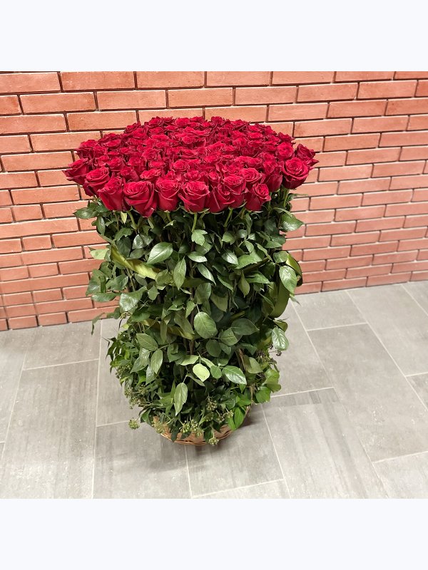101 roses in a basket